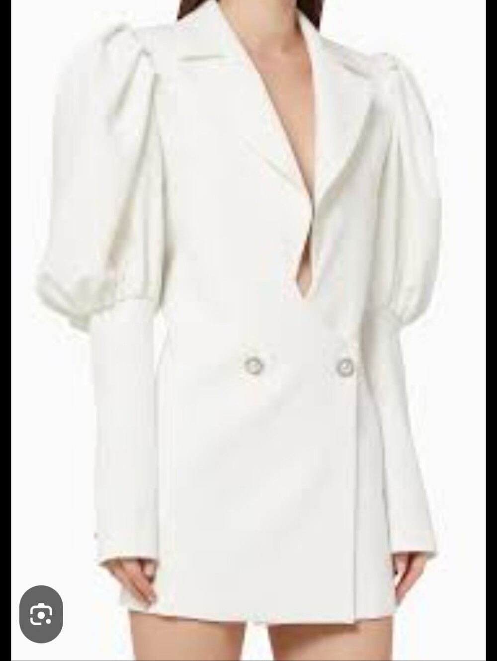 Bronx And Banco Ivory Puff Sleeve Double-Breasted Blazer
